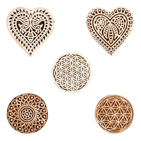 Set of 5 Piece New Mix Wooden Printing Block